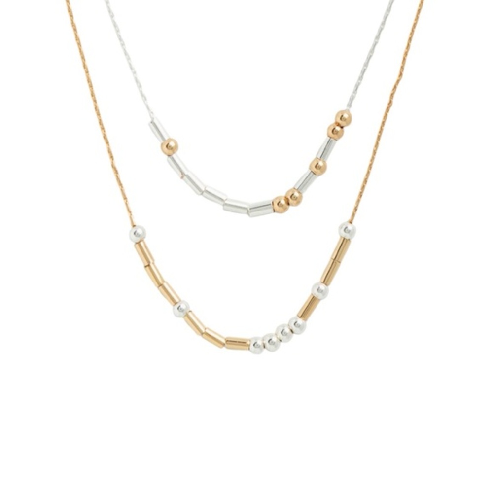 Demarco Morse code Elegant Gold and Silver Layered Necklace